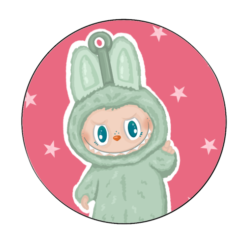 Labubu inspired Kawaii Pop Mart Little Monster - Circle Sticker by By Rosybum
