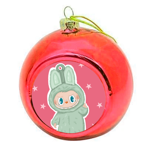 Labubu inspired Kawaii Pop Mart Little Monster - colourful christmas bauble by By Rosybum