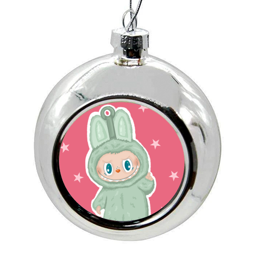 Labubu inspired Kawaii Pop Mart Little Monster - colourful christmas bauble by By Rosybum