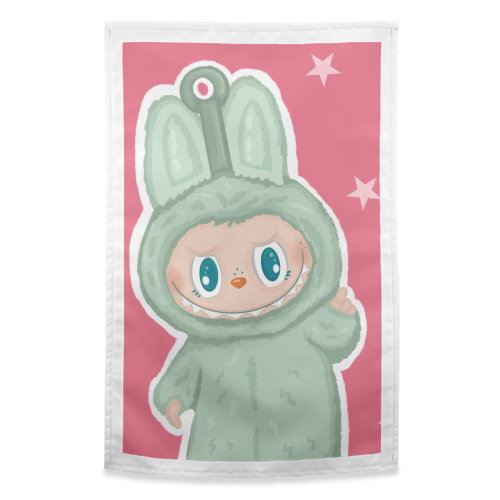 Labubu inspired Kawaii Pop Mart Little Monster - funny tea towel by By Rosybum