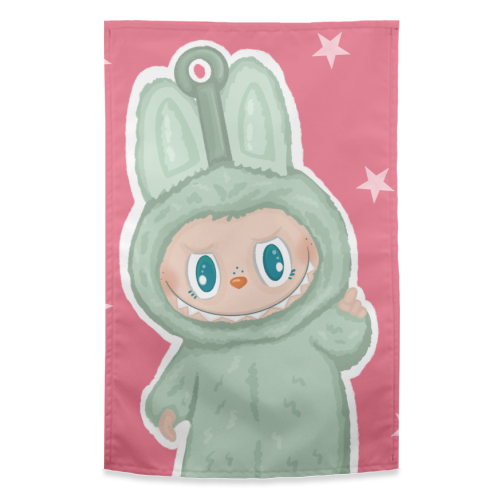 Labubu inspired Kawaii Pop Mart Little Monster - funny tea towel by By Rosybum