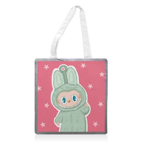 Labubu inspired Kawaii Pop Mart Little Monster - printed canvas tote bag by By Rosybum