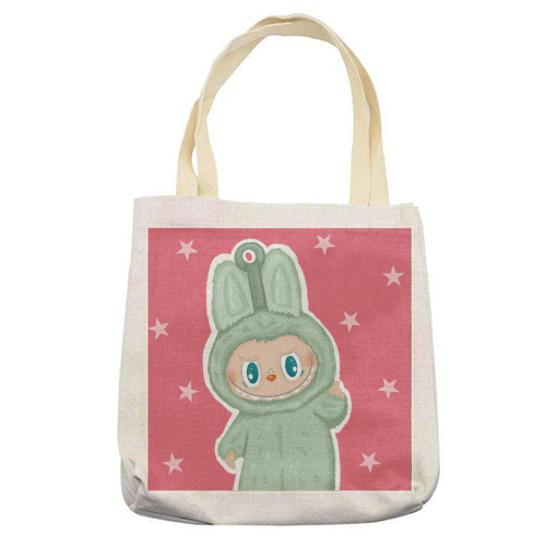 Labubu inspired Kawaii Pop Mart Little Monster - printed canvas tote bag by By Rosybum