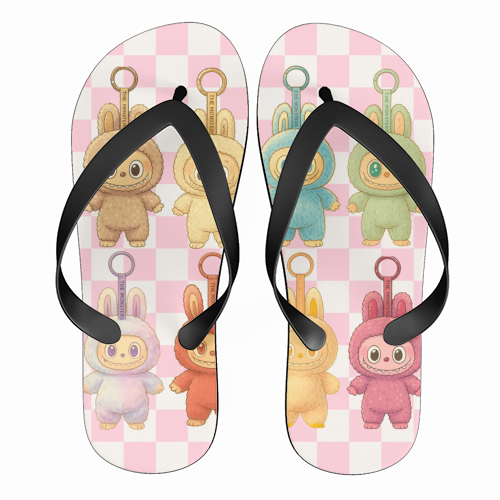 Labubu Line - funny flip flops by Ms Doodle