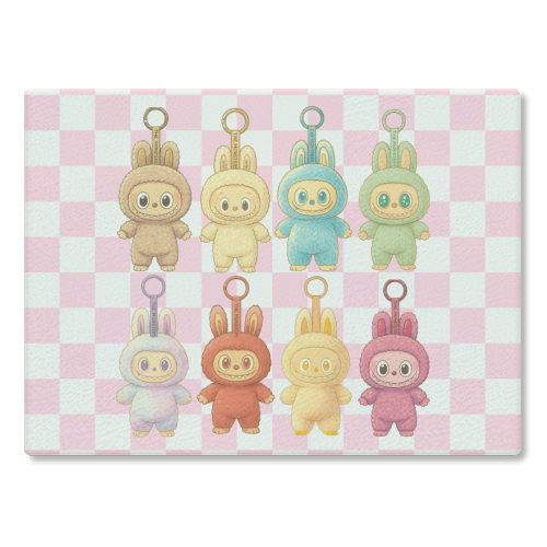 Labubu Line - glass chopping board by Ms Doodle