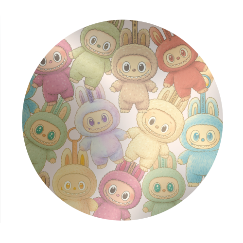 Labubu Love - Circle Sticker by Ms Doodle