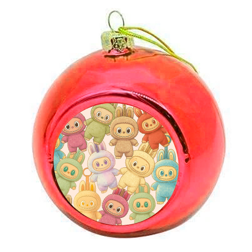Labubu Love - colourful christmas bauble by Ms Doodle