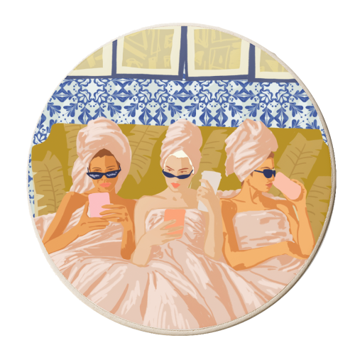 Ladies-Only Club | Girl Talk Slumber Party BFF | Bohemian Feminism Independent Moroccan Women - personalised beer coaster by Uma Prabhakar Gokhale