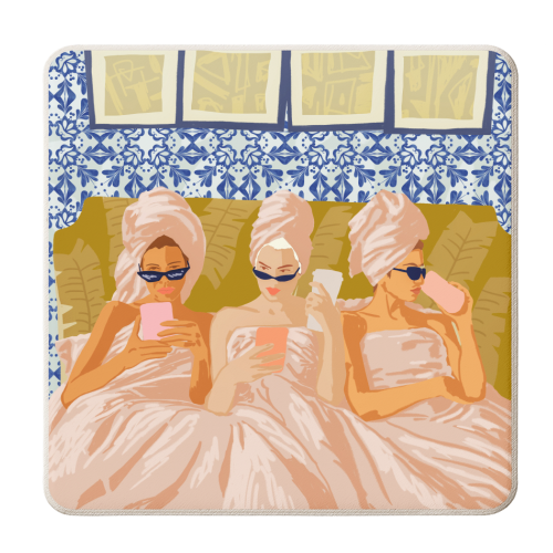 Ladies-Only Club | Girl Talk Slumber Party BFF | Bohemian Feminism Independent Moroccan Women - personalised beer coaster by Uma Prabhakar Gokhale