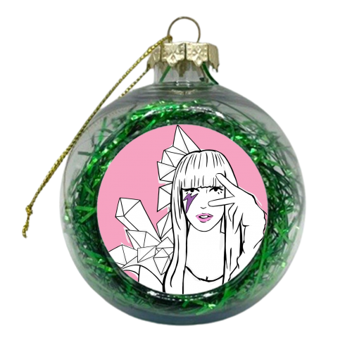 Lady Gaga In Pink - xmas bauble by Bec Broomhall