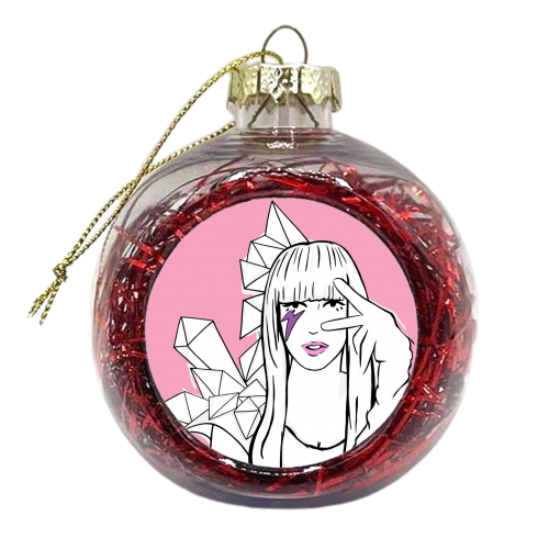 Lady Gaga In Pink - xmas bauble by Bec Broomhall