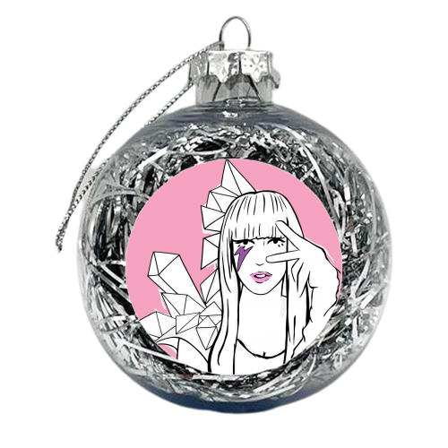 Lady Gaga In Pink - xmas bauble by Bec Broomhall