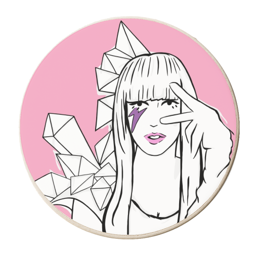 Lady Gaga In Pink - personalised beer coaster by Bec Broomhall