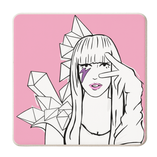 Lady Gaga In Pink - personalised beer coaster by Bec Broomhall