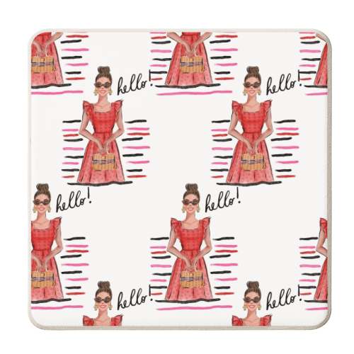 Lady in Red - personalised beer coaster by Natasha Joseph