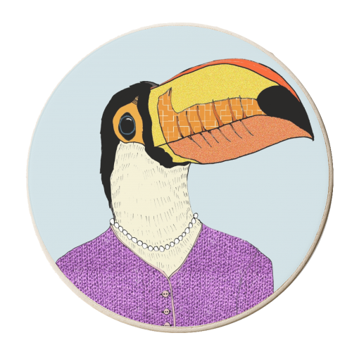 Lady Toucan - personalised beer coaster by Casey Rogers