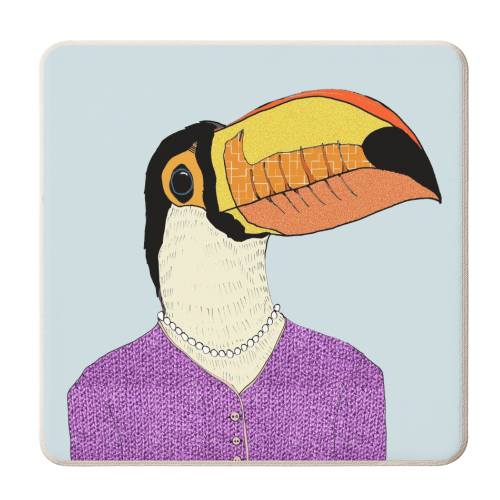 Lady Toucan - personalised beer coaster by Casey Rogers