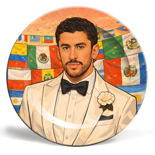 Latino Bunny - ceramic dinner plate by Ms Doodle