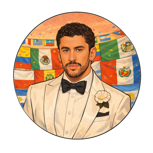 Latino Bunny - Circle Sticker by Ms Doodle