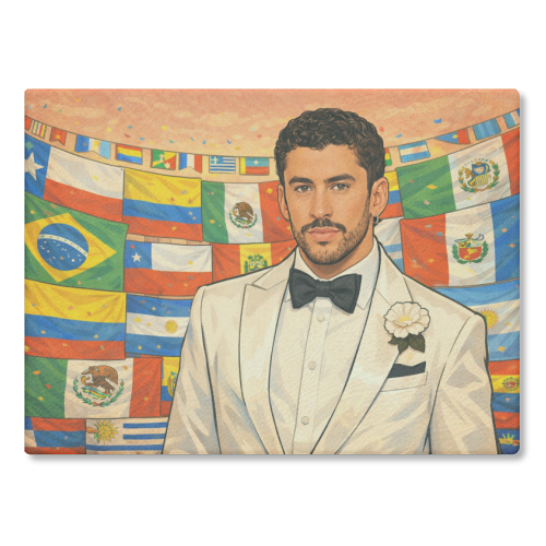 Latino Bunny - glass chopping board by Ms Doodle