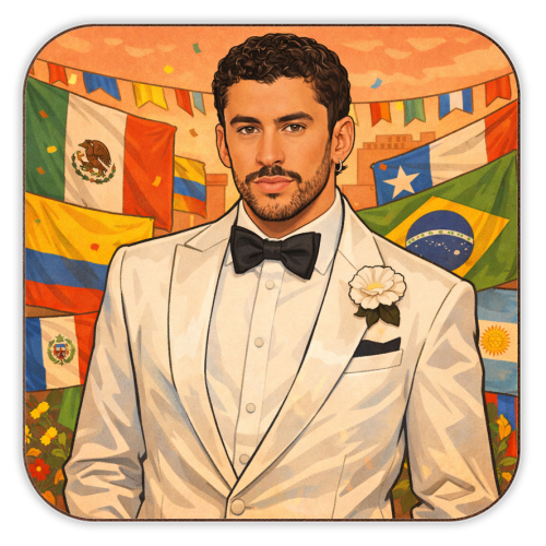 Latino Bunny - personalised beer coaster by Ms Doodle