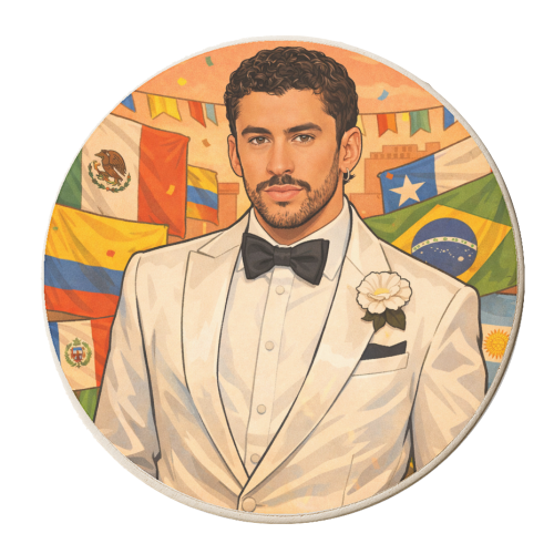 Latino Bunny - personalised beer coaster by Ms Doodle