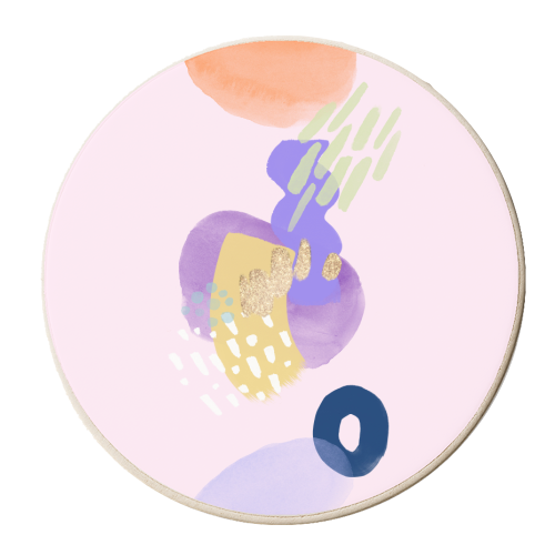 Lavender Sunlight Abstract Shapes - personalised beer coaster by Georgia B Designs