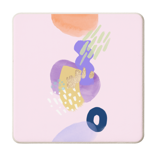 Lavender Sunlight Abstract Shapes - personalised beer coaster by Georgia B Designs