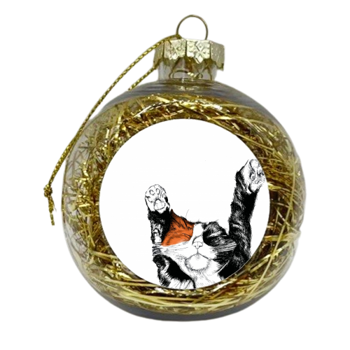 Lazy Cat 1 - xmas bauble by Jessie Keightley