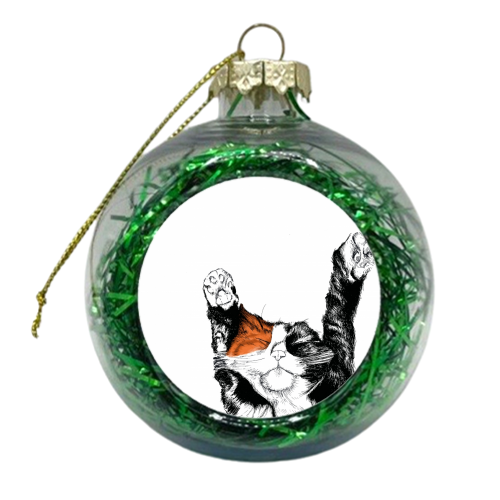 Lazy Cat 1 - xmas bauble by Jessie Keightley