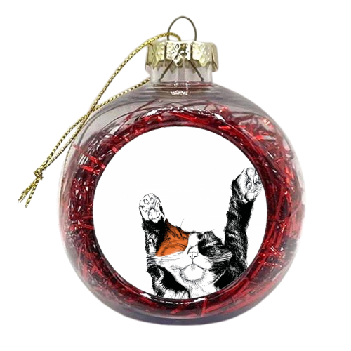 Lazy Cat 1 - xmas bauble by Jessie Keightley