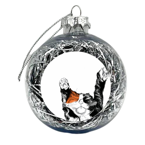 Lazy Cat 1 - xmas bauble by Jessie Keightley