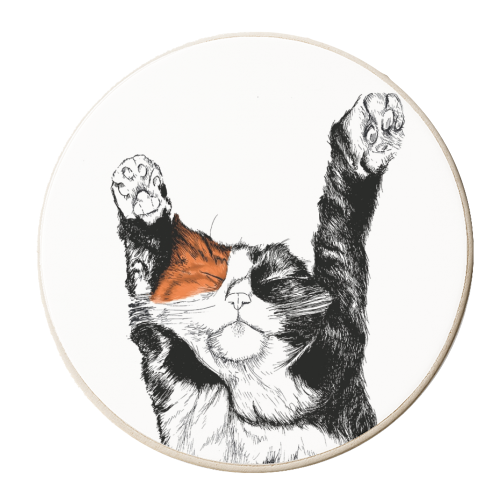 Lazy Cat 1 - personalised beer coaster by Jessie Keightley