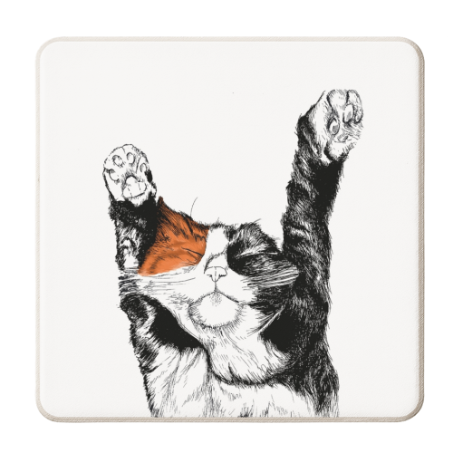 Lazy Cat 1 - personalised beer coaster by Jessie Keightley