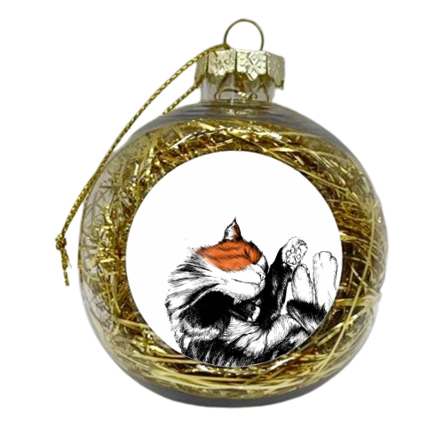 Lazy Cat 2 - xmas bauble by Jessie Keightley