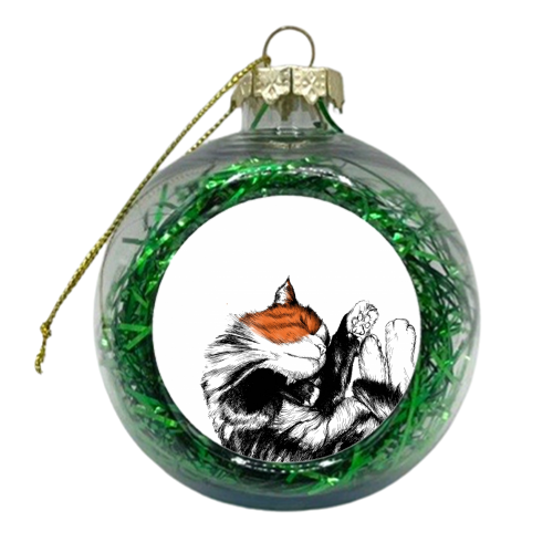 Lazy Cat 2 - xmas bauble by Jessie Keightley