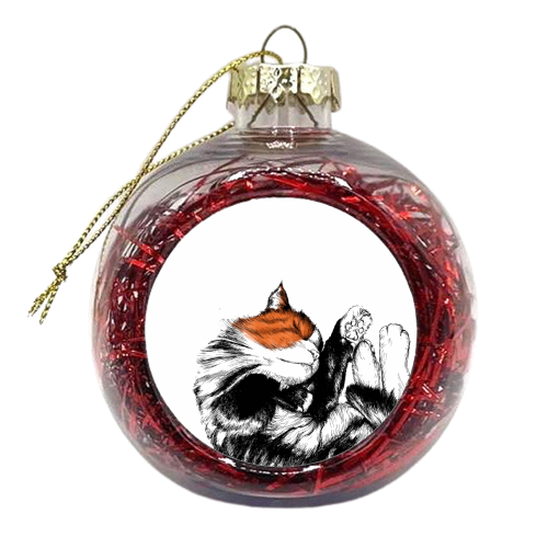 Lazy Cat 2 - xmas bauble by Jessie Keightley
