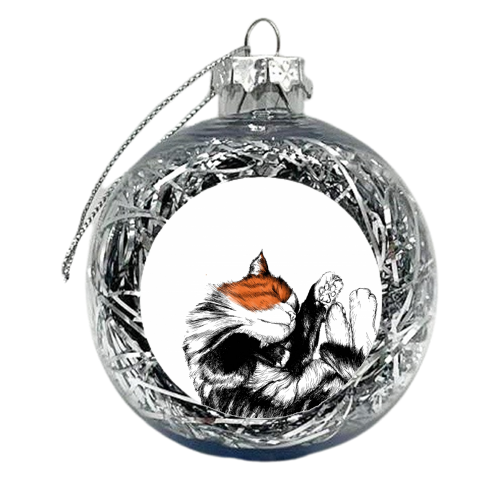 Lazy Cat 2 - xmas bauble by Jessie Keightley