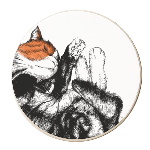 Lazy Cat 2 - personalised beer coaster by Jessie Keightley