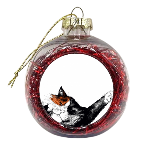 Lazy Cat 3 - xmas bauble by Jessie Keightley