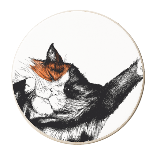 Lazy Cat 3 - personalised beer coaster by Jessie Keightley