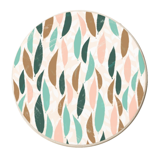 Leaf pattern - personalised beer coaster by DejaReve