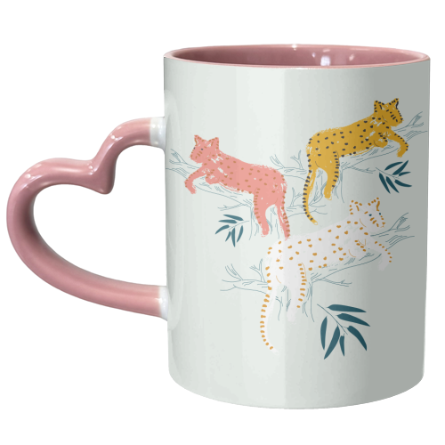 Leaping Lepoards - unique mug by Michelle Walker