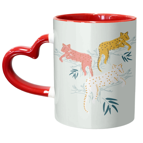 Leaping Lepoards - unique mug by Michelle Walker