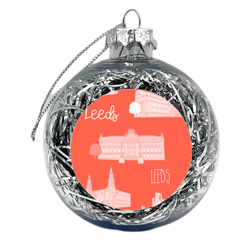 Leeds Architectural Illustration Pattern (Coral) - xmas bauble by Adam Regester