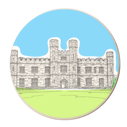 Leeds Castle In Colours Illustration - personalised beer coaster by Adam Regester