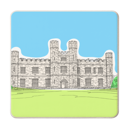 Leeds Castle In Colours Illustration - personalised beer coaster by Adam Regester