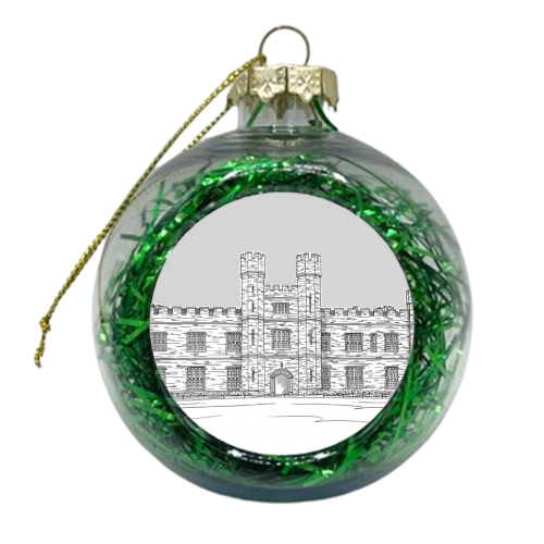 Leeds Castle In Kent, England (Grey Version) - xmas bauble by Adam Regester