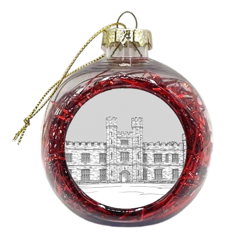 Leeds Castle In Kent, England (Grey Version) - xmas bauble by Adam Regester