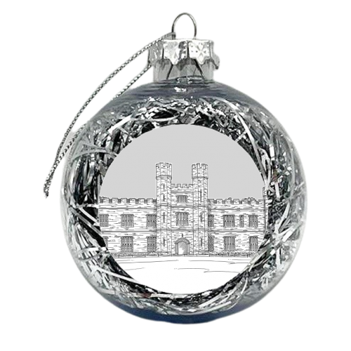 Leeds Castle In Kent, England (Grey Version) - xmas bauble by Adam Regester